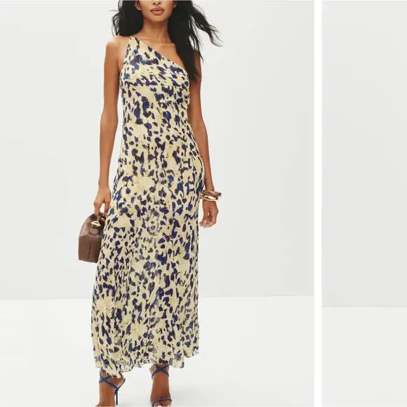 Shona Joy Abstract Chiffon Gown SIZE 4 One Shoulder Dress Formal Designer $480 - Picture 1 of 13